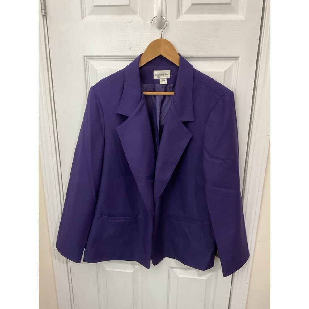 Vintage Carriage Court Fit Blazer Jacket Women's Size 18 Purple One Button